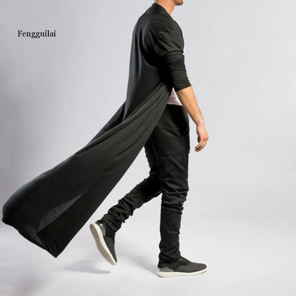 Куртка мужская длинная в готическом стиле винтажный однотонный приталенный