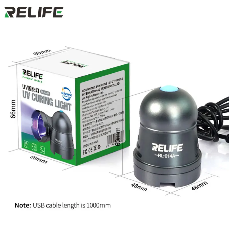 

RELIFE RL-014A UV Curing Lamp Adjustable Time Switch Fast Adhesive Green Oil Purple Light Phone Motherboard Repair Lamp