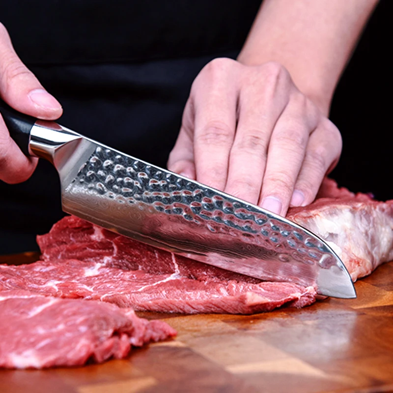 Кухонный нож сантоку шеф-повара из дамасской стали лезвие 6 дюймов с рисунком