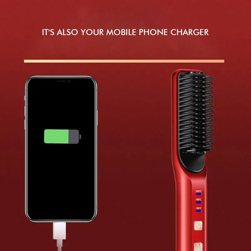 

Multi-function Electric Straight Hair Comb Wireless Charging Portable Power Generation Hot Comb Styling Comb