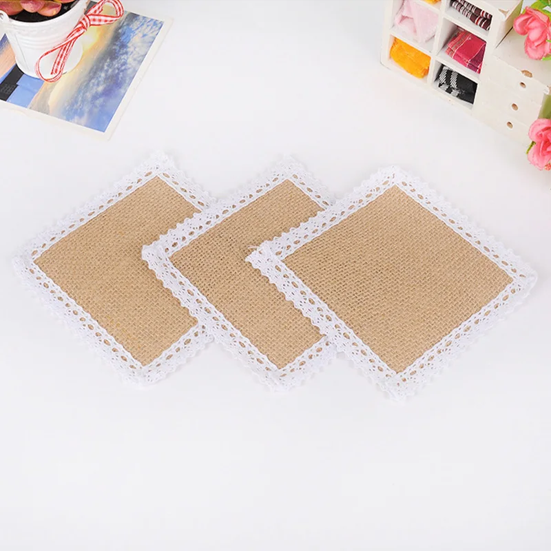 Кружевные джутовые подставки Diy настольные Винтажные льняные Изоляционные