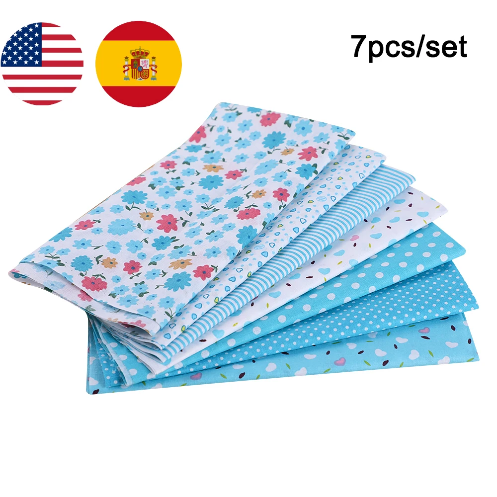 7 шт./лот 25*25 см толстая квадратная ткань для одеял Лоскутная Ткань Синяя серия