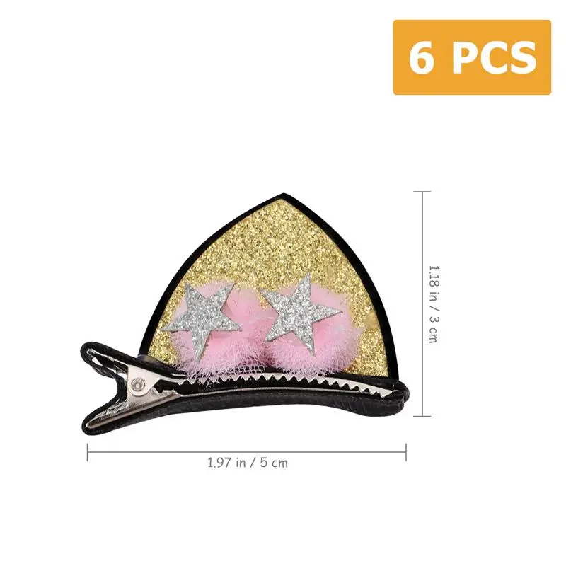 

3 Pairs of Barrettes Pentagram Cat Ear Bobby Pin Headwear Barrettes for Children