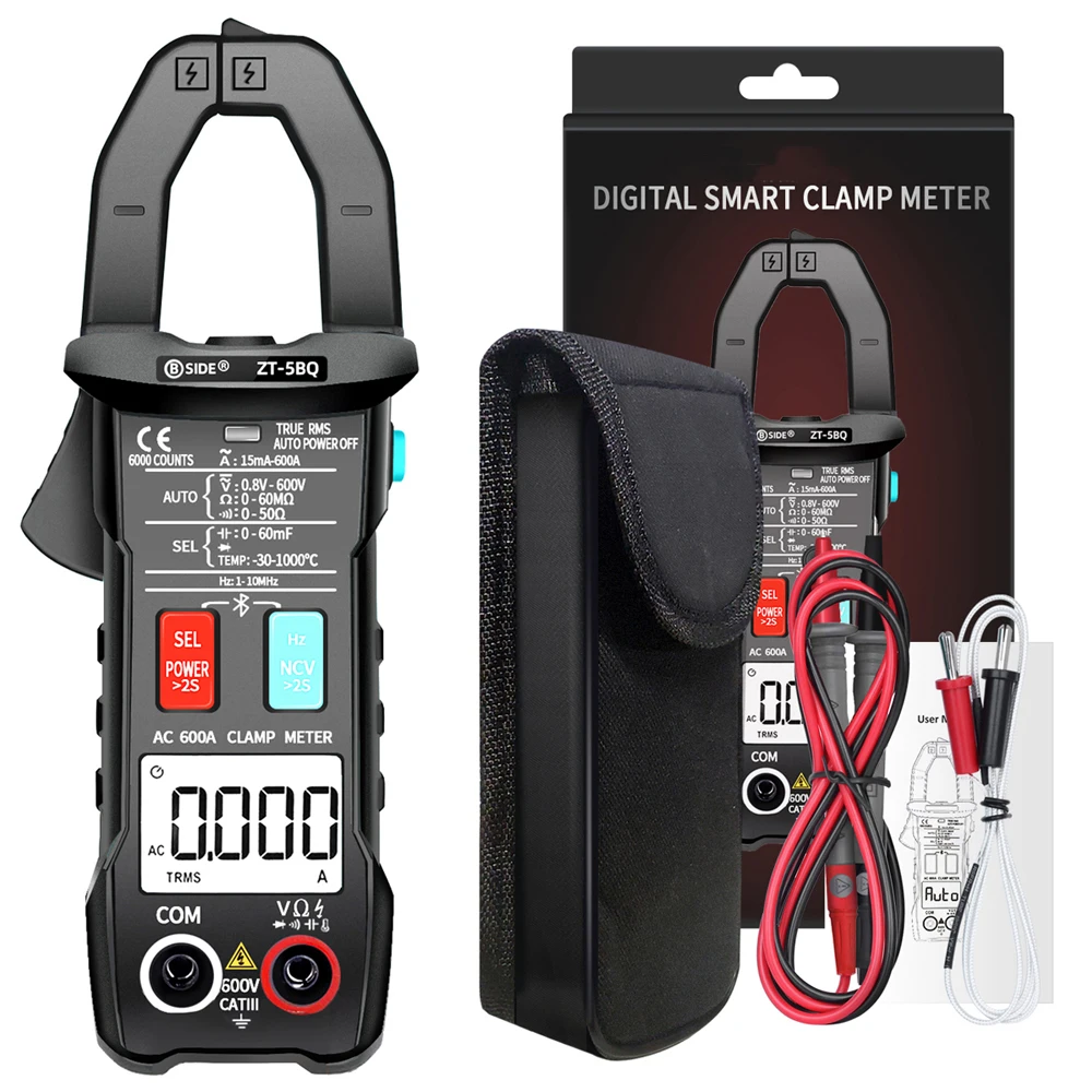 

BSIDE ZT-5BQ 6000 Counts High Precision NCV Test Digital Smart Clamp Meter with BT Function True RMS Clamp Multimeter Measuring