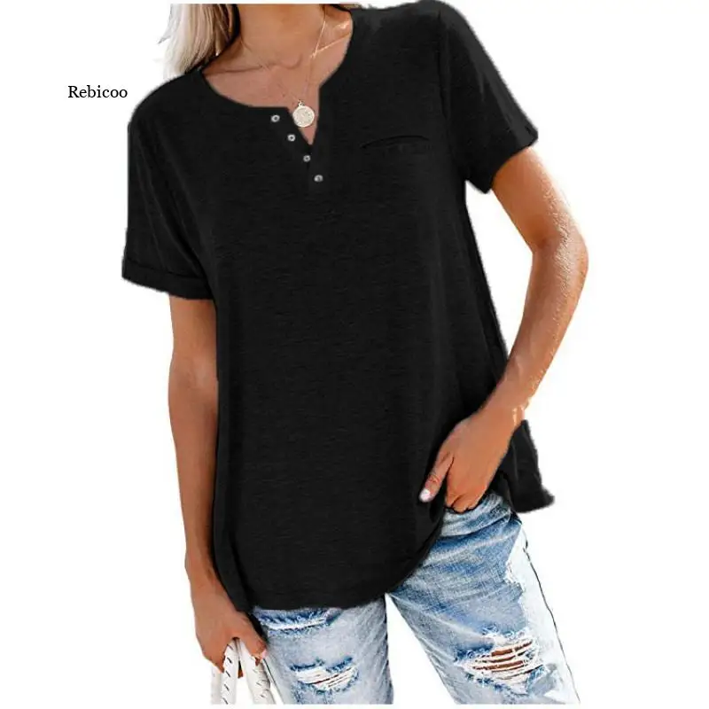 

Solid Woman Top Tee Buttons O-Neck Long Sleeve T Shirts for Women 2021 New Plus Size Cotton Casual Undershirt Female Tops