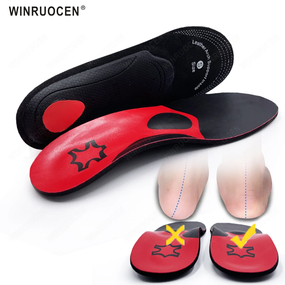 

WINRUOCEN Orthopedic Insoles Leather Shoe For Flat Foot And Arch Support Plantar Fasciitis Man Women Health Sole Pad Insert