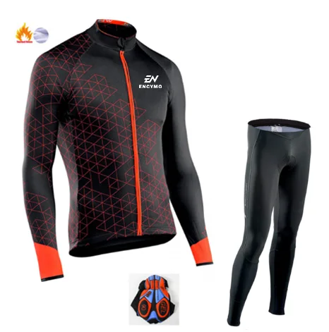 

Team Cycle Clothing Sets Men Long Sleeve MTB Bike Clothing Maillot Ropa Ciclismo Hombre Bicycle Wear GEL Bib Pants ENCYMO