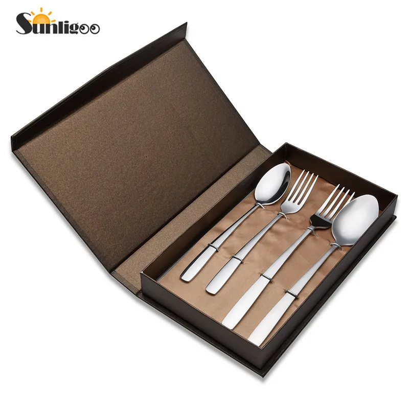 Набор столовых приборов из нержавеющей стали Sunligoo ложки и вилки зеркало