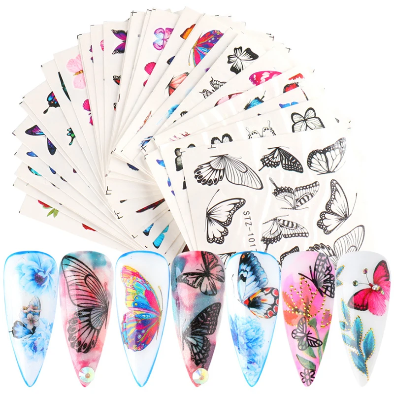 

30Pcs/Pack Big Butterfly Rainbow Nail Art Decoration Water Transfer Sticker Decals Nail Accessories