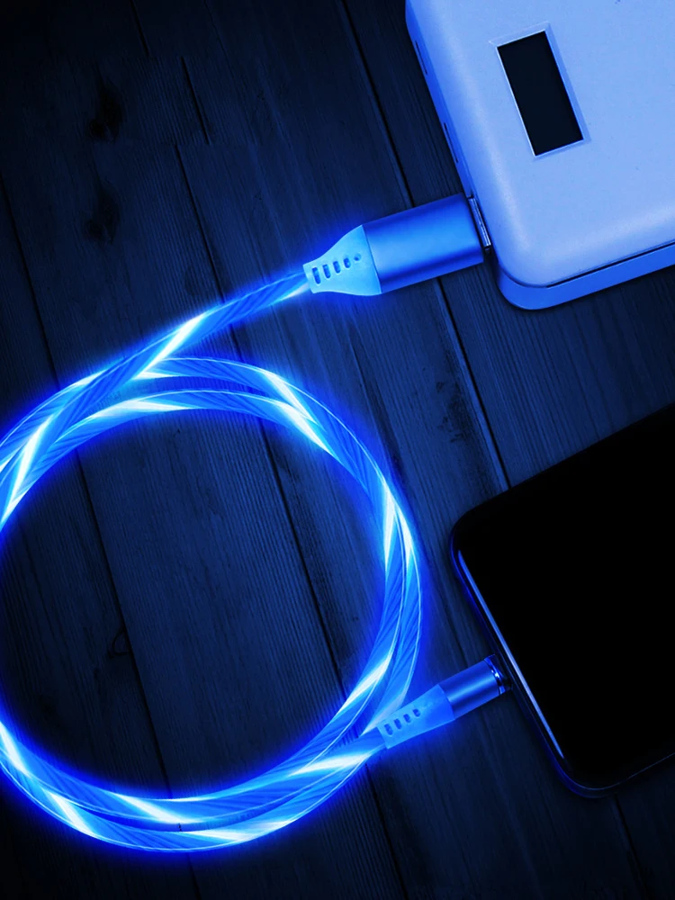 Светодиодный светящийся струящийся кабель Micro usb type C адаптер быстрой зарядки для телефона Microusb type-C зарядное устройство для передачи данных usb c для iphone samsung xiaomi