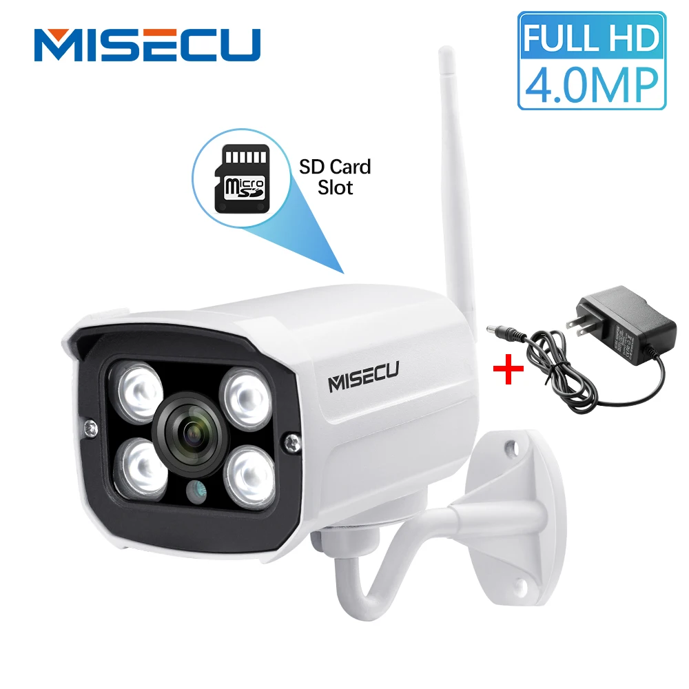 MISECU 4.0MP IP Wifi камера беспроводная Onvif P2P Слот для карты SD Макс 64 г Камера Наблюдения Пуля Открытый водонепроницаемый ночное видение