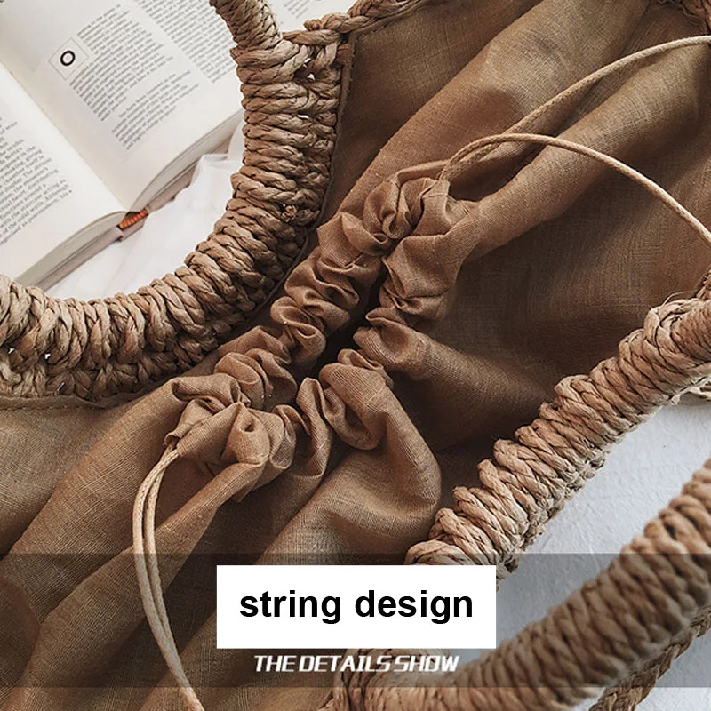 Женская Плетеная соломенная сумка ручной работы полукруглая через плечо пляжная