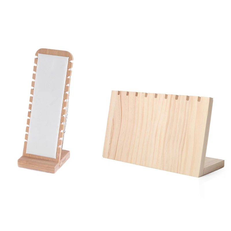 

Wooden Plank Necklace Jewelry Display Stand, Necklace Display Holder with Modern Bamboo Necklace Jewelry Storage Rack