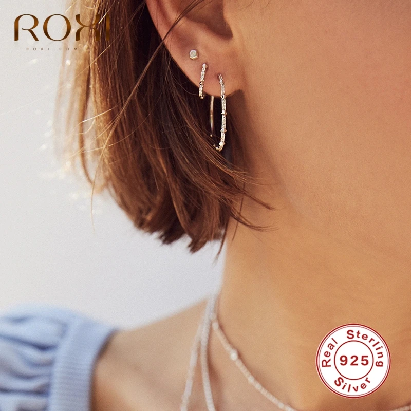 Женские серьги кольца с заклепками ROXI романтичные свадебные из стерлингового