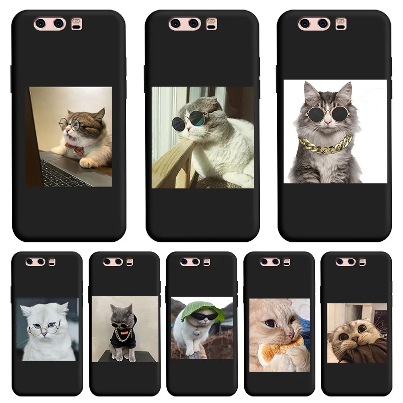 

Cute kitten Black TPU Shell Soft For Huawei P10 P10Lite Nova Plus Case Silicone Edging Fundas For HUAWEI NovaLite Personality