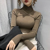 turtleneck sweater womens autumn and winter design sense 2021 new western style knitted bottoming shirt top