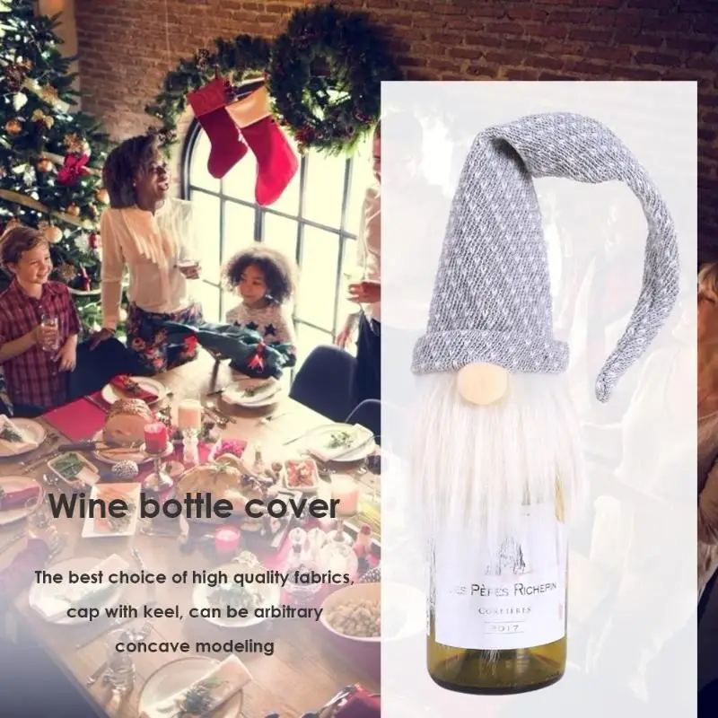 Faceless Old Man Doll Wine Bottle Cover Christmas Decor Beard Hat Favor Bag for Champagne Holders Xmas Home Party Table Decors