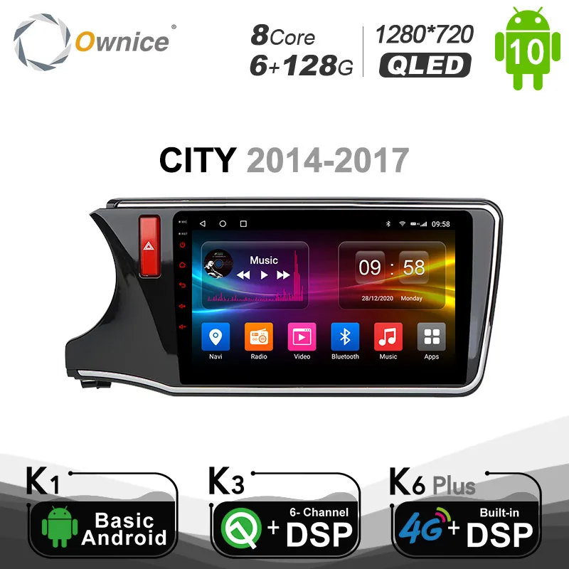 1280*720 Ownice автомобиля радио для Honda City 2014 2017 Android 10 0 1 ''Octa 8 ядро GPS Навигация dvd