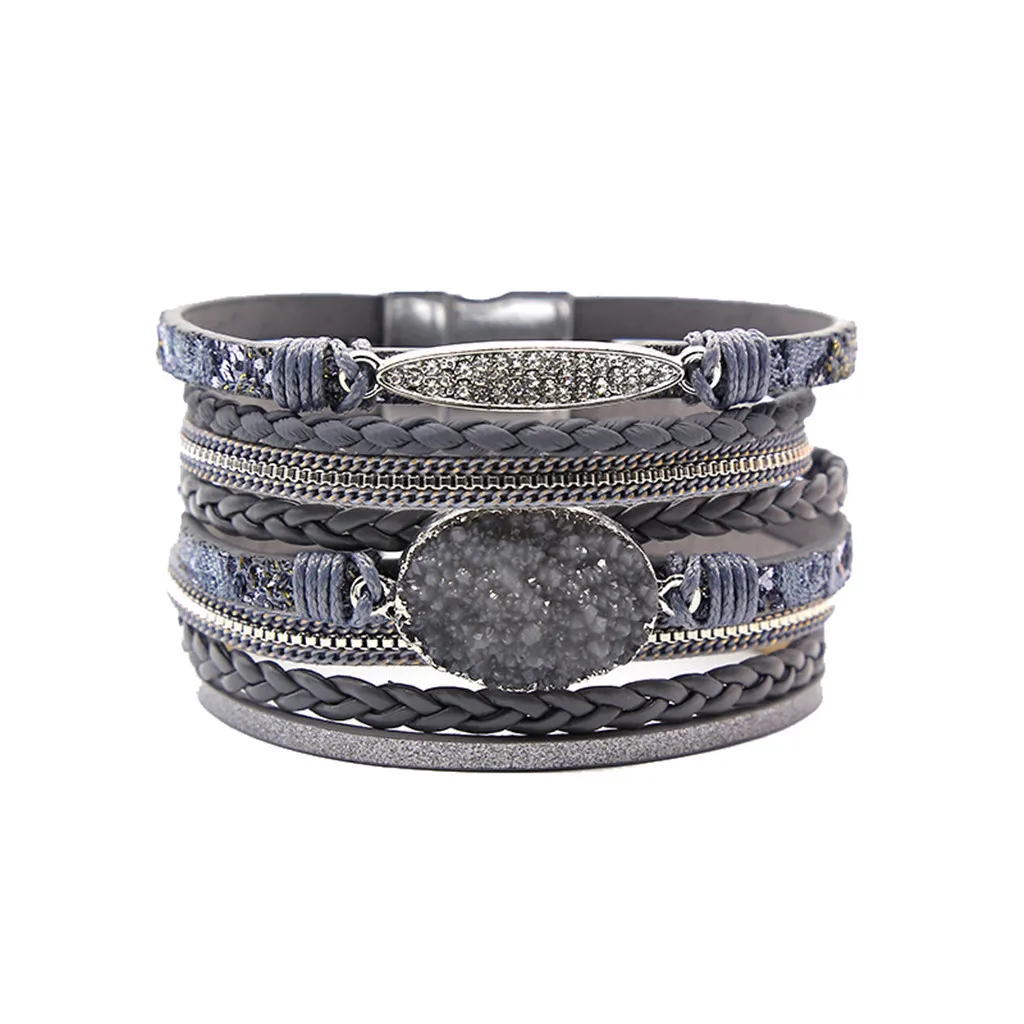 Леопардовые кожаные браслеты для женщин 2019 модные и элегантные многослойные