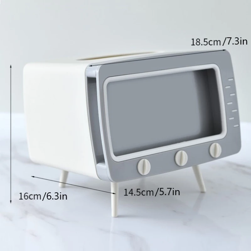 

Creative 2 In 1 TV Tissue Box Desktop Paper Holder Dispenser Storage Napkin Case Organizer with Mobile Phone Holder