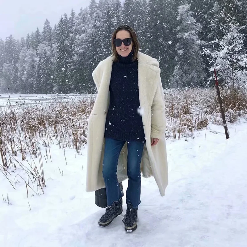

2020 New Autumn Winter Women Tweed Coat Solid Long Sleeves V-Neck Coat Female Fashion Casual Women Clothes