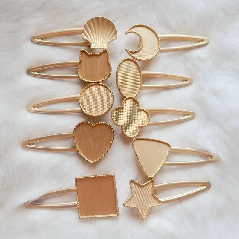 

Cute Dull Gold DIY Hair Accessories Hair Rope Hairpin Jewelry Findings Pendant Charms Handmade Cat Star Shell Decor Open Bezels
