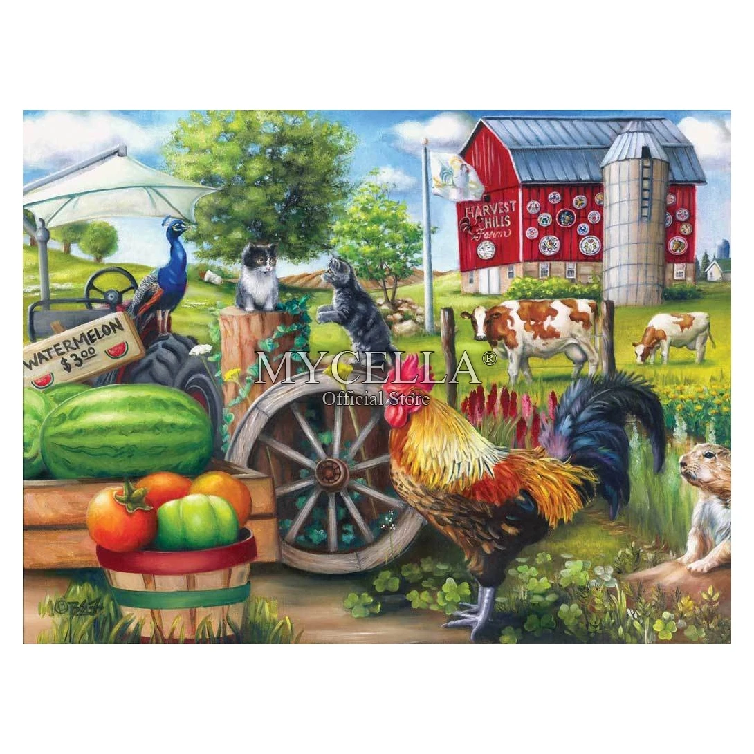 

Farm 5d Diy Diamond Painting Chicken & Cats Animals Full Diamond Embroidery Needlework Diamond Mosaic Home Decor Christmas Gifts