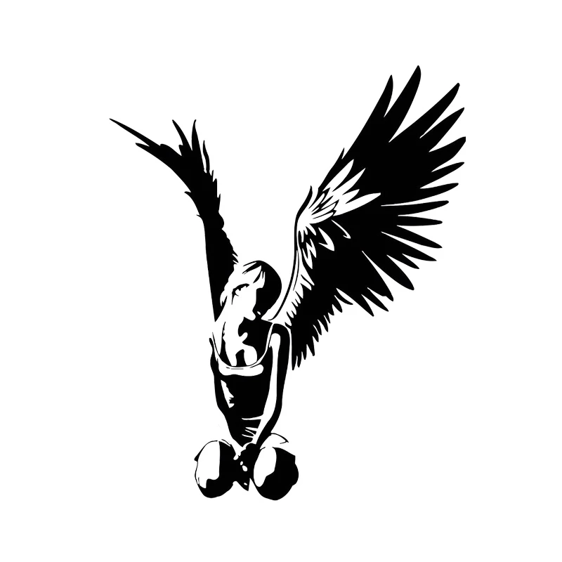 

Красивая элегантная наклейка для автомобиля с ангелом, 14 см * 12 см, Высококачественная наклейка, черная/серебристая