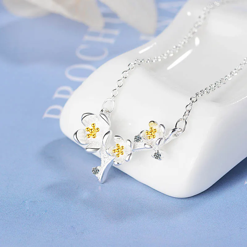 

Jellystory 925 sterling silver jewellery necklace with yellow flower shaped pendant for women wedding promise banquet party gift