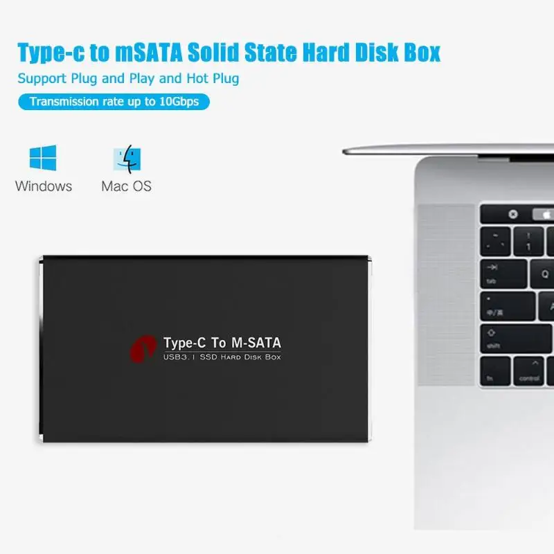 Тип C к mSATA адаптер для мобильного телефона USB 3,1 SSD корпус твердотельного накопителя с Светодиодный индикатор питания Поддержка UASP