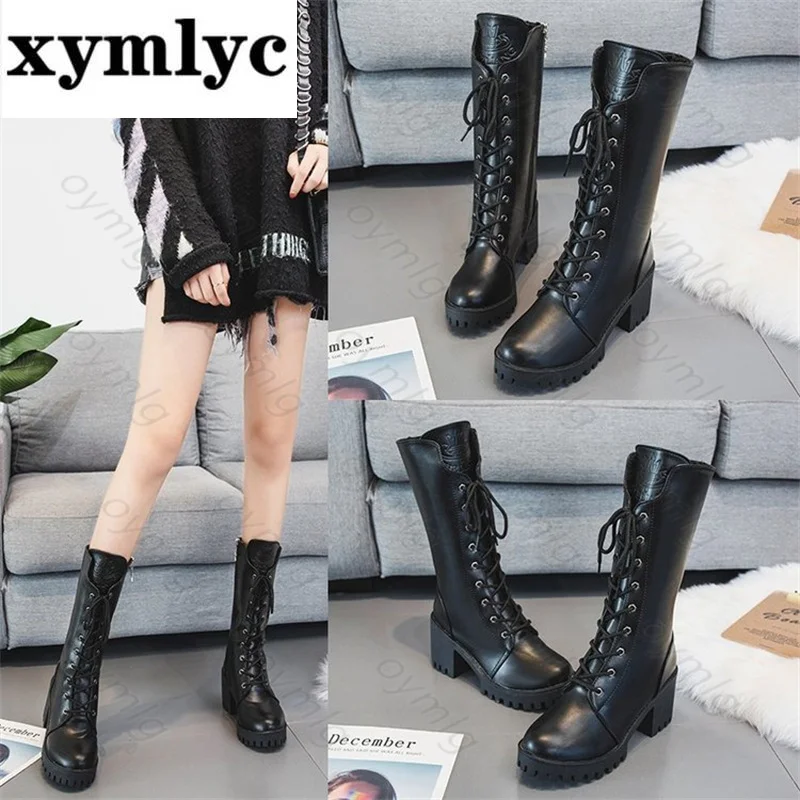 

Ботинки Martin женские осенние 2021 новые мотоциклетные ботинки средней длины осенние женские ботильоны на толстом каблуке в британском стиле ж...