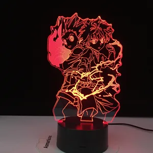 3d светильник с фигуркой Gon and Killua, ночсветильник в стиле аниме HUNTER, декоративное освещение для детской кровати, детской комнаты, дня рождения, лампа для декора спальни