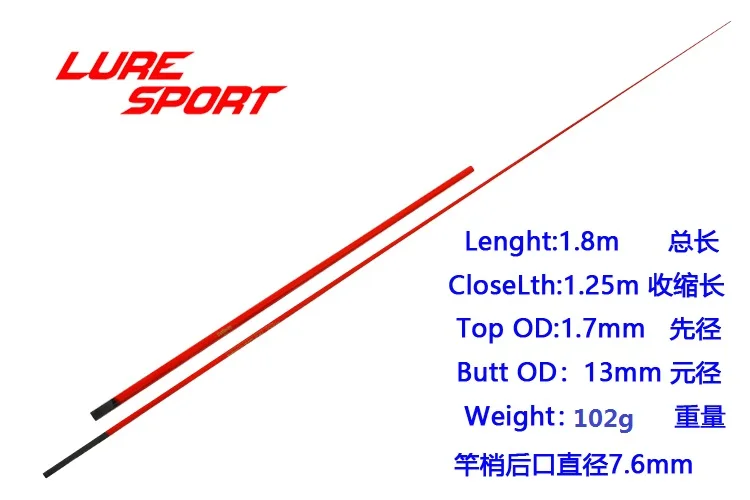LureSport 2 набора Красной краски 1,5 м 1,68 м Пустые твердые стекловолокно наконечник покрытие углерода 1,5 секций стержень строительный компонент ремонт DIY