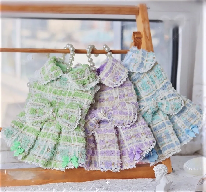 Handmade Winter Spring Dog Clothes Pet Vest Waistcoat Doll Collar Lady Style Tweed Fashion Design Couples Dress 3 Colors Holiday