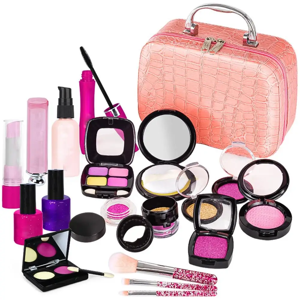 21PCS Pretend Play Kid Make Up Toys Simulation Girl Makeup Toy Set Pretend Play Cosmetic Toy Kit Girls Dressing Cosmetic