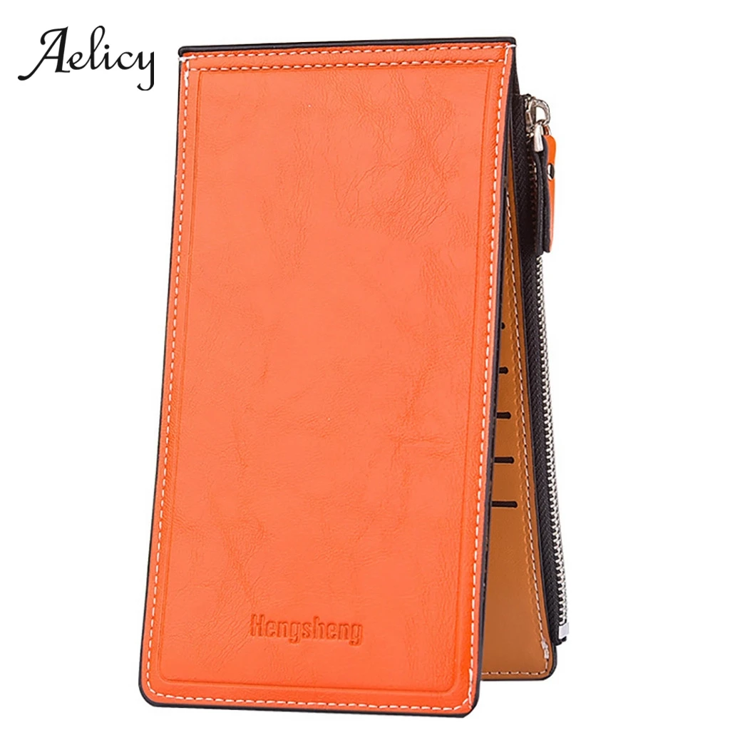 Aelicy тонкий длинный кошелек на молнии для женщин и мужчин Женский Мужской монет