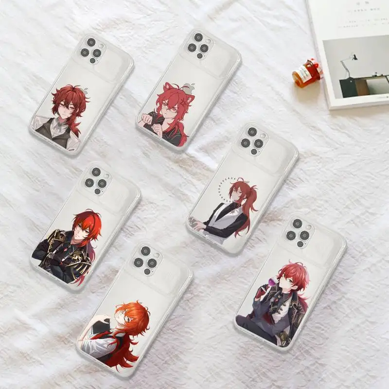 

Hot game Genshin Impact Diluc Phone Case Transparent for iPhone 7 8 11 12 se 2020 mini pro X XS XR MAX Plus