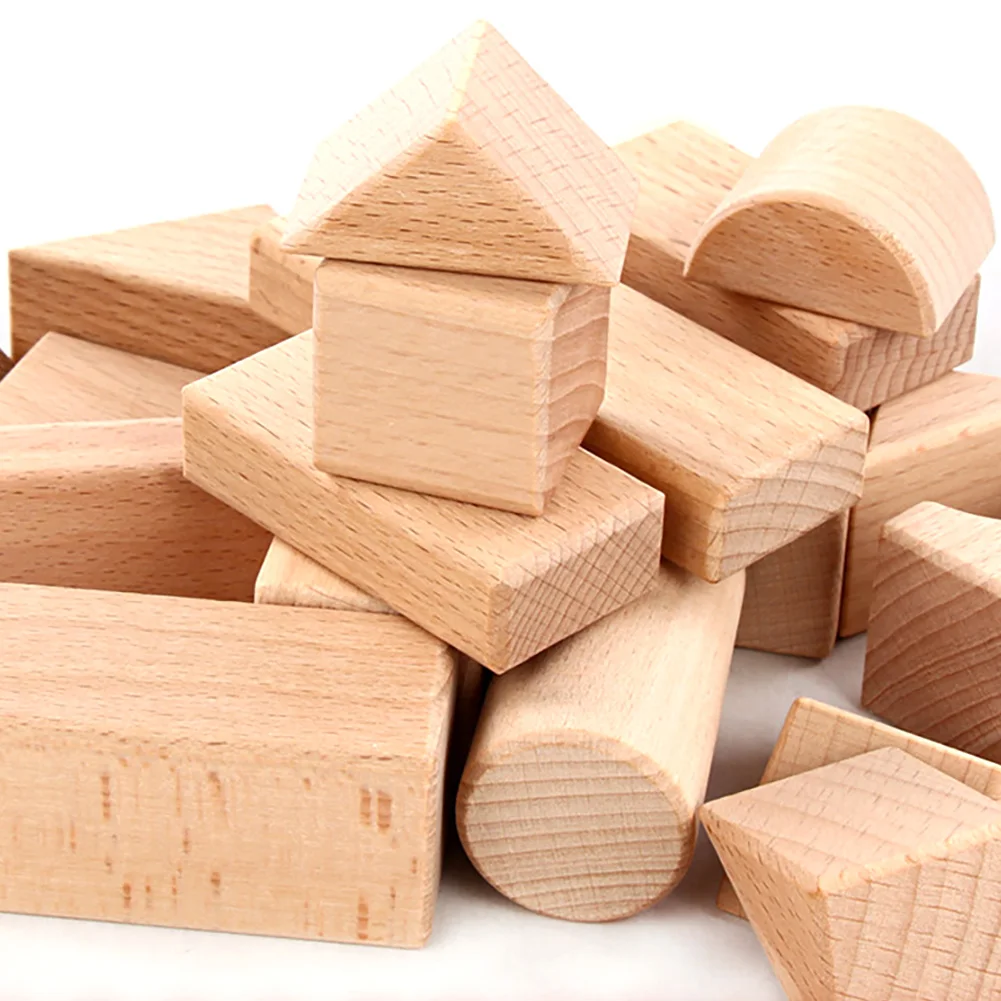 Деревянная детская деревянная буковая коробка 22 части бревна чтобы грызть на