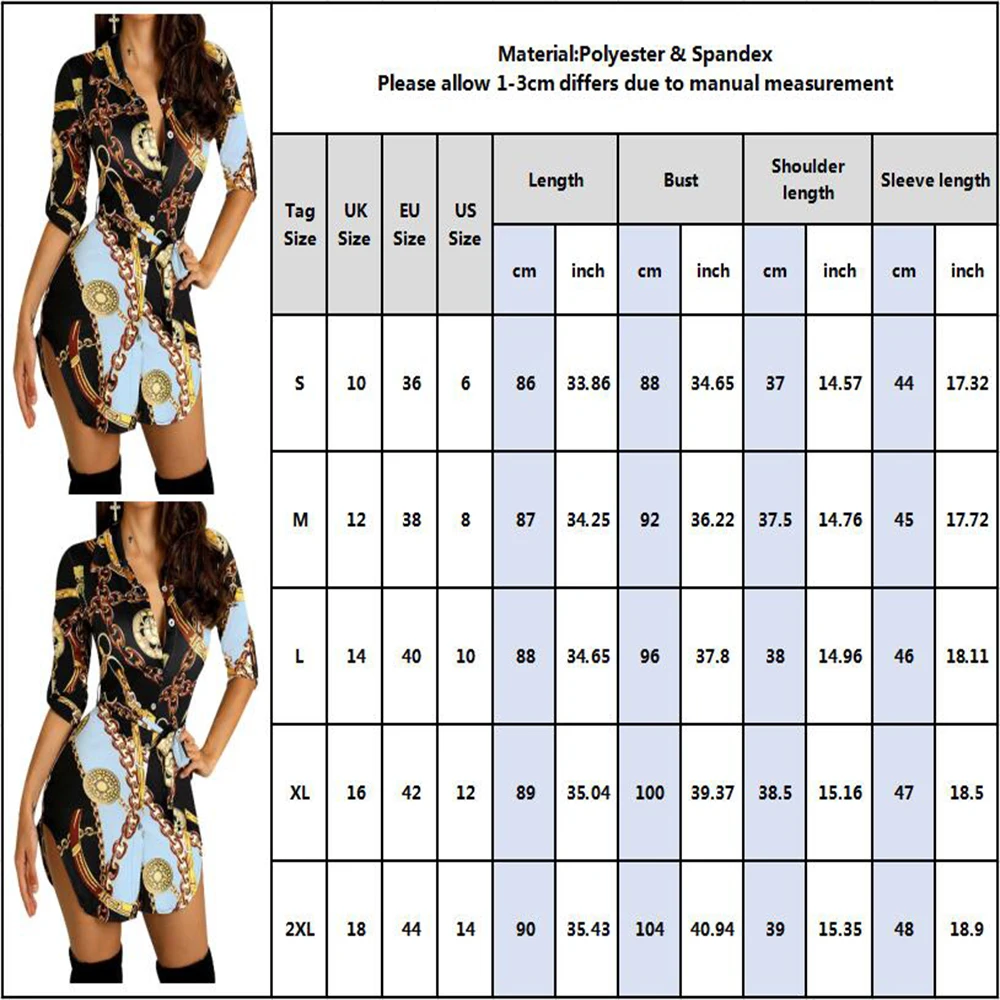 

Black Blue Chain Printed Tunic Shirt Blouse Women 2020 New Spring Autumn Office Lady Women Blouses Tops Blusas Dresses mujer D25
