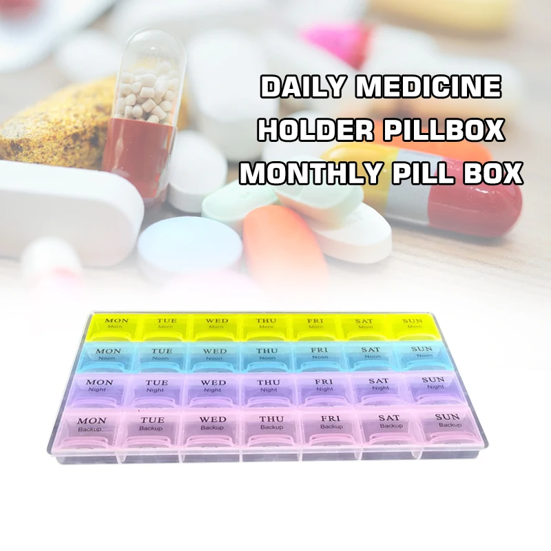 28 квадратов ежедневный держатель для лекарств Pillbox ежемесячный ящик для таблеток Органайзер диспенсер контейнер для хранения лекарств чехол