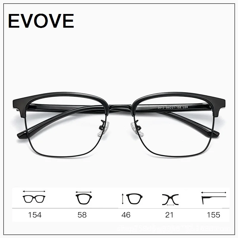 Evove-anteojos de gran tamaño para hombre y mujer, gafas cuadradas semisin montura para lectura óptica, de cara grande