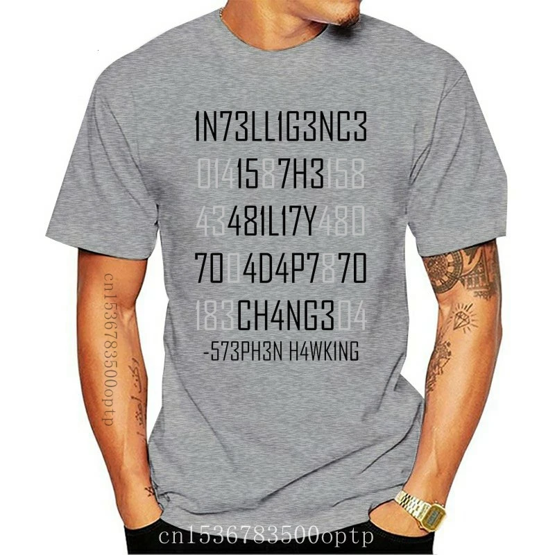 

New Physics T Shirt Adapt Or Die Encoded T Shirt Oversized Streetwear Tee Shirt 100 Cotton Short Sleeve Fun Print Male Tshirt