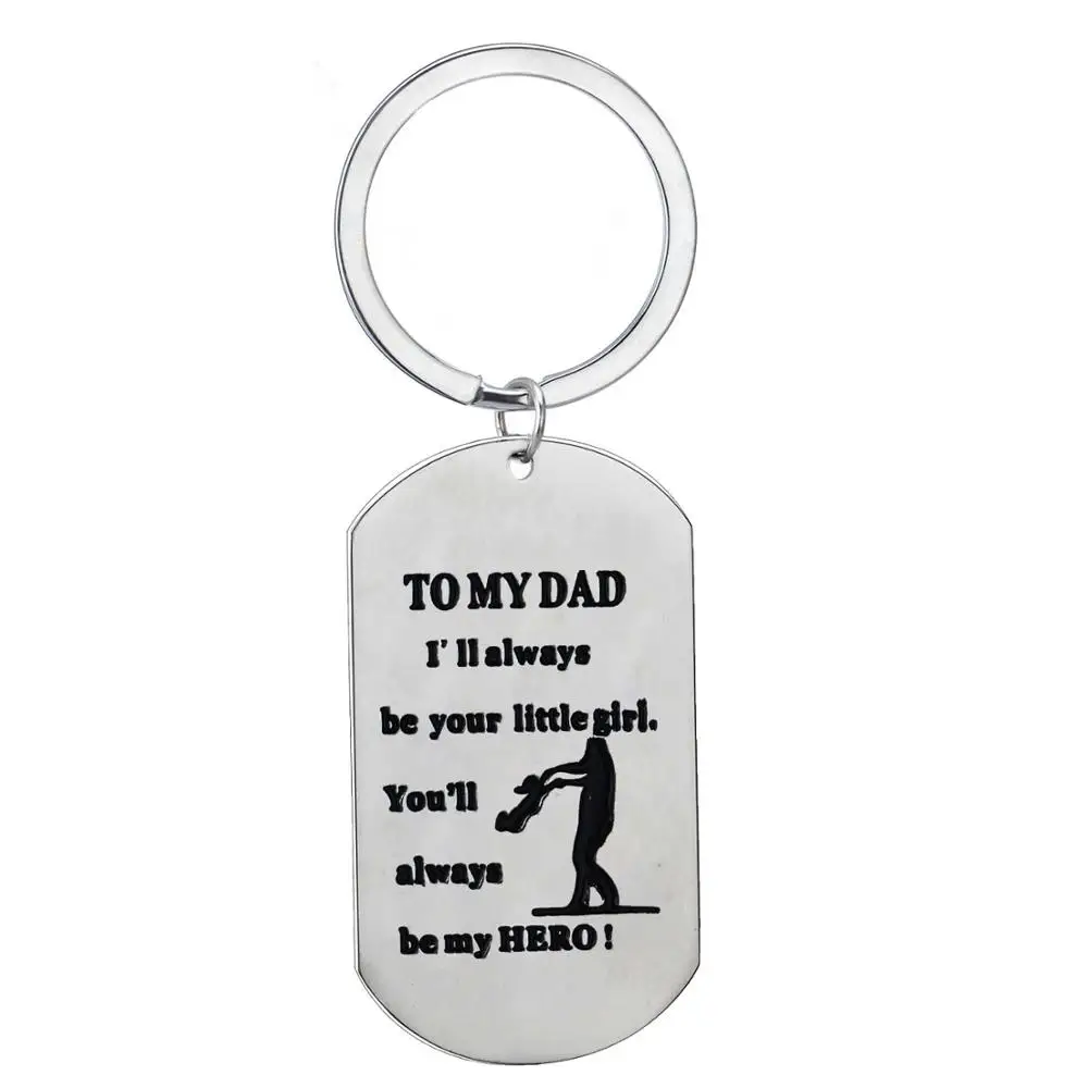 

12PC Dad Keyrings To My Dad Stainless Steel Dog Tag Charm Pendant Keychains Dad Daddy Papa Father's Day Gifts Birthday Gifts Hot