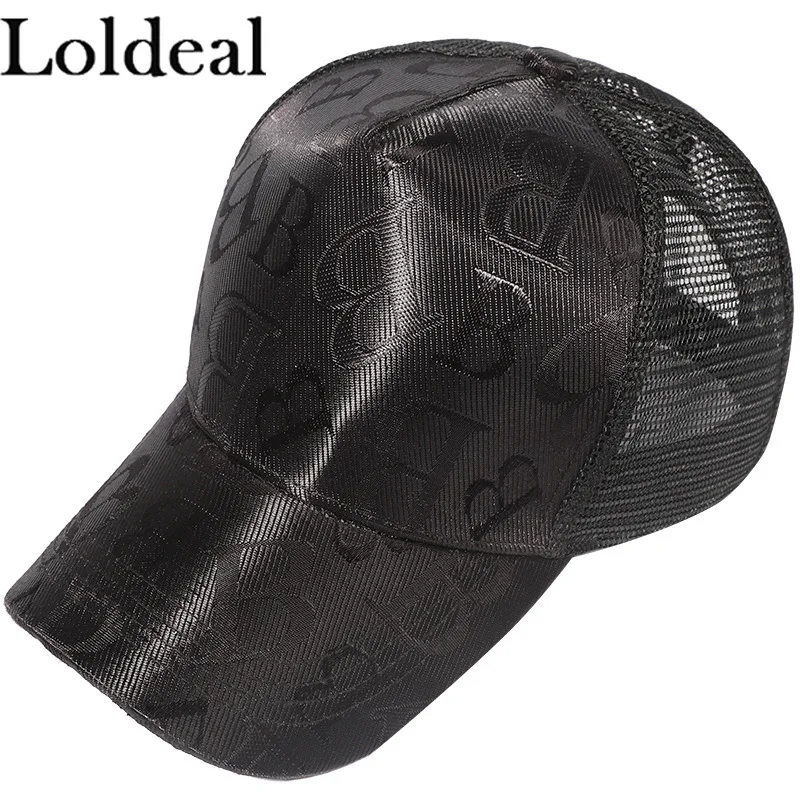 

Loldeal New Style Baseball Cap Unisex Cotton Letter Embroidery Net Yarn Quick-drying