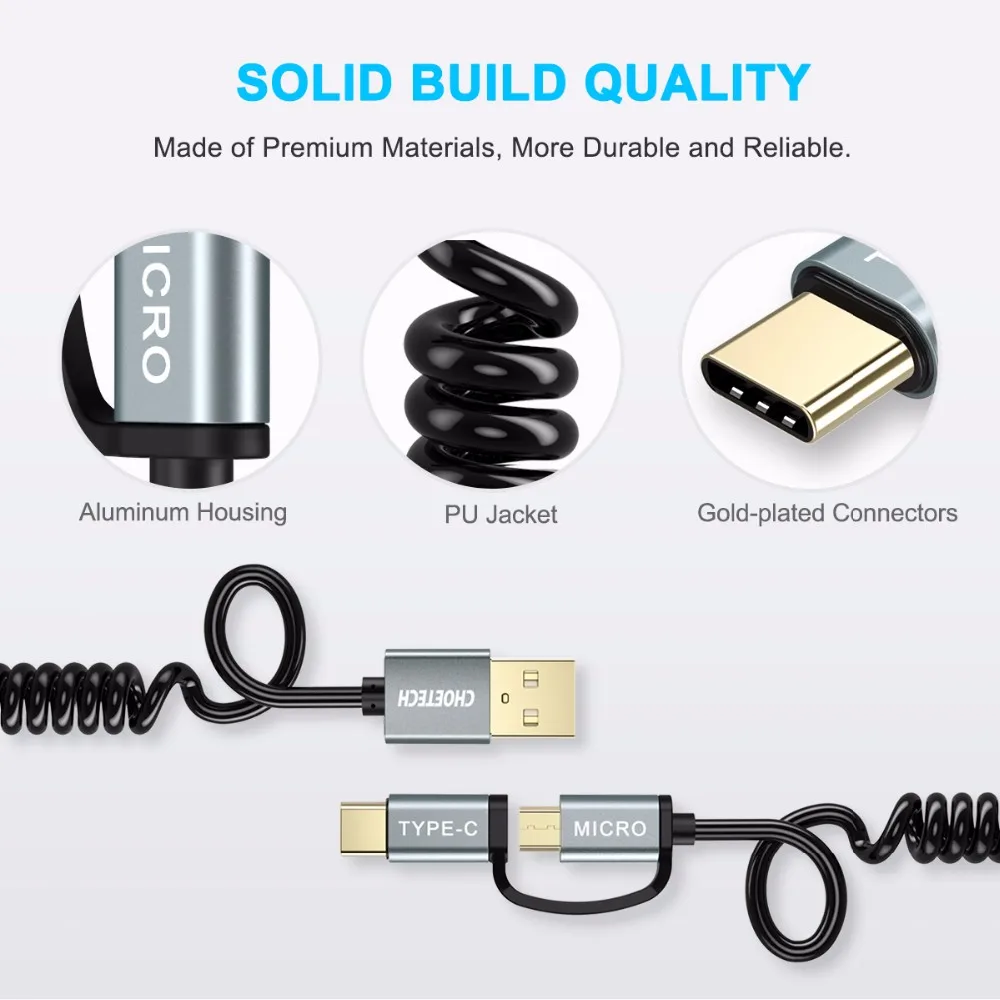CHOETECH 2-в-1 Тип usb Закрытая акционерная Компания C& Micro USB кабель для samsung S8 1,2 м для зарядки и синхронизации c-типа изоляция кабеля для huawei и Другое USB Закрытая акционерная Компания C& устройствами Micro-USB