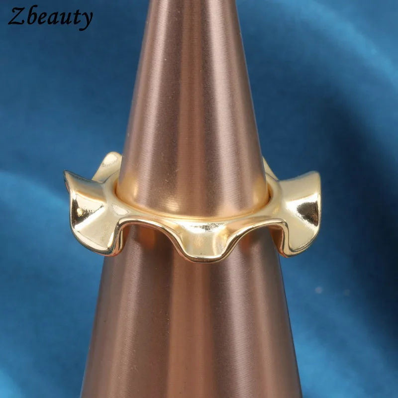 

10pc Unique Design Gold Color Flat Irregular Rings for Women Couple Lover Open Ring Anniversary Day Gifts Adjustable Jewelry
