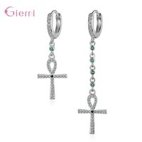 luxury fashion jewelry accessory 925 sterling silver asymmetric cross pendant earrings for women girls drop earring wholesale