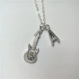 Guitar Necklace - Guitar Jewelry -  Music Necklace - Music Pendant - Initial  Necklace - Gifts for Music Lovers