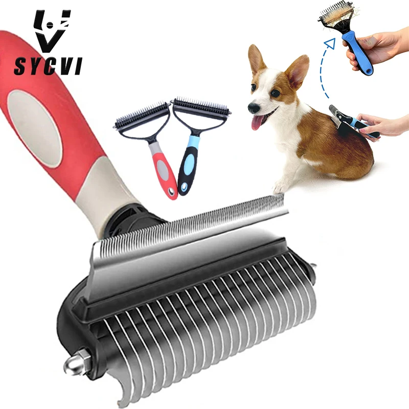

Upgraded two-in-one pet grooming tool, pet skin care cleaning tool combo open knot hair removal, cat and dog hair removal comb