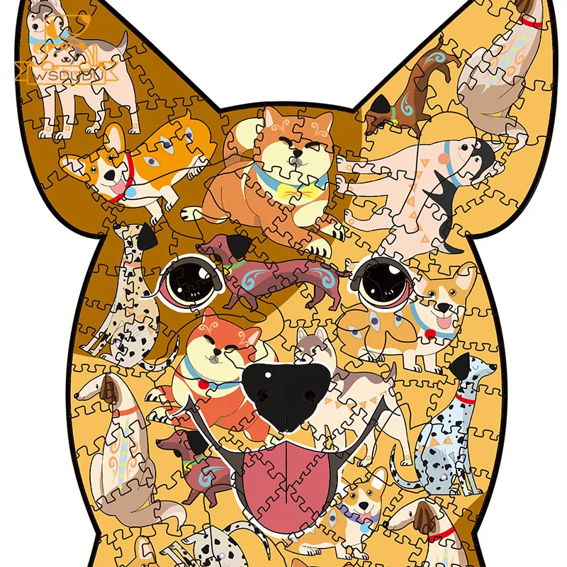 100 шт. деревянные 3D-пазлы-животные собака дракон динозавр панда медведь Лев